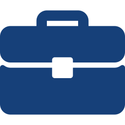 A blue briefcase icon on a black background.